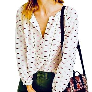 🏹J. Crew Pont Sur Metallic Arrow Embroidered Popover, Size Small